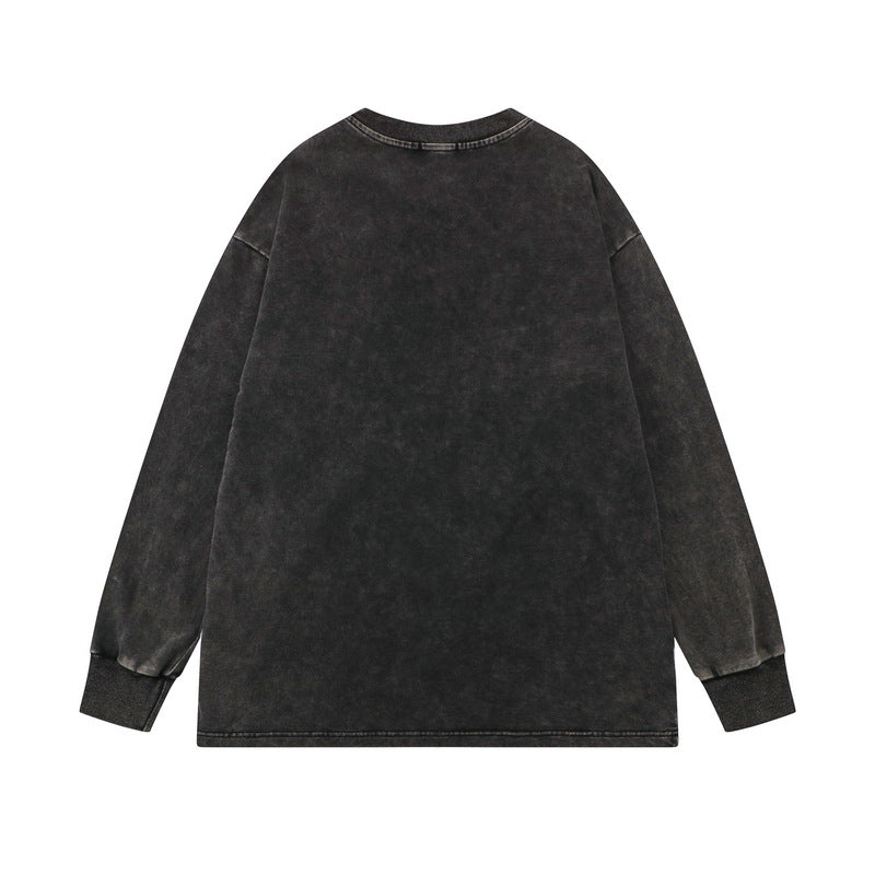 Dark Sweater Washed Distressed Long Sleeves
