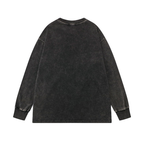 Dark Sweater Washed Distressed Long Sleeves