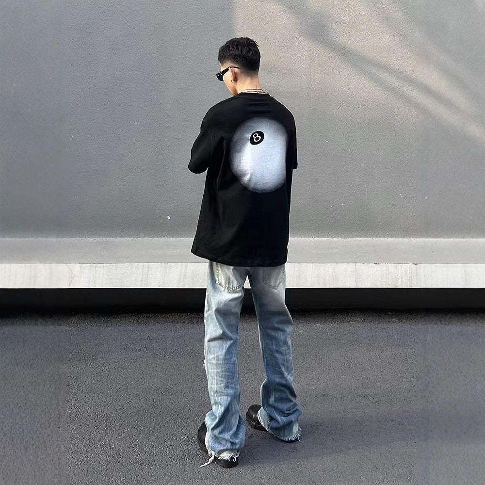 Washed Light Blue Ripped Jeans For Men