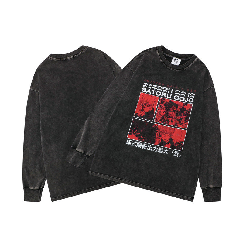 Dark Sweater Washed Distressed Long Sleeves