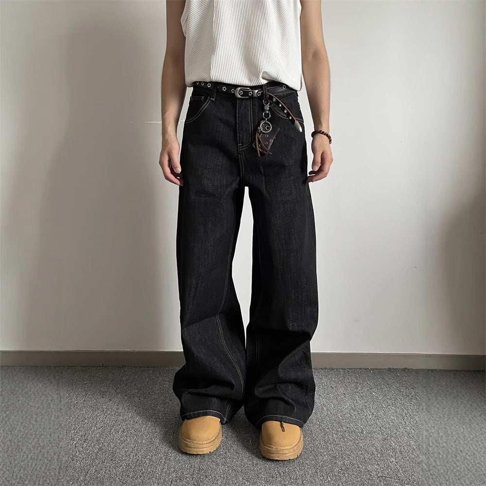 New Retro Men's And Women's Loose Wide-leg Jeans